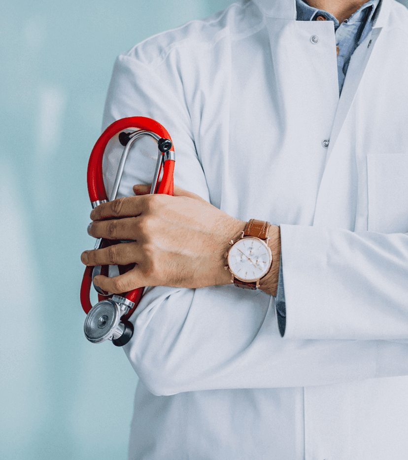 Picture of a doctor holding a stethoscope